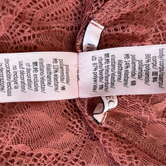 Victoria’s Secret Rose Pink Sheer Lace Dress Babydoll Chemise Sexy Mesh Large - Picture 9 of 11